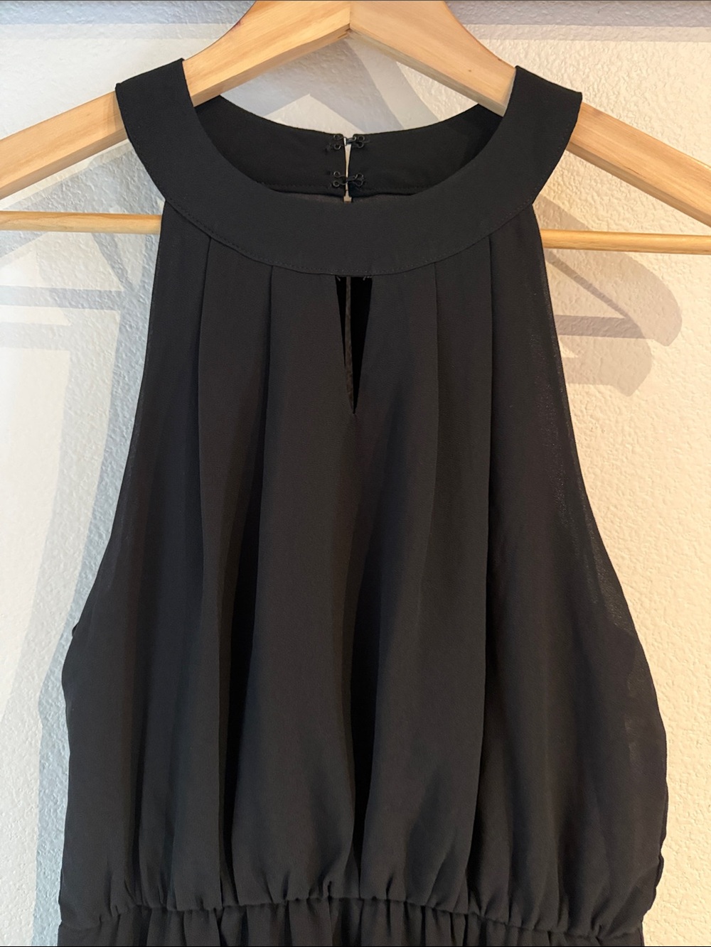 Ya Los Angeles Black Halter Mini Chiffon Dress, Elastic Waist, Size L - Picture 2 of 11
